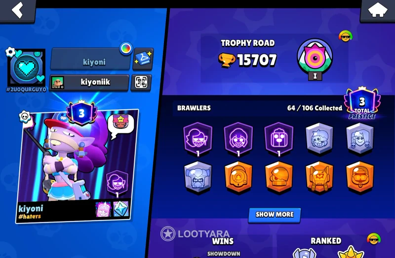 brawl stars - 15707 трофеев, 64 бойца, перепривязка